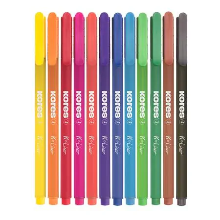 Guľôčkové pero, sada, 1,0 mm, s vrchnákom, trojhranný tvar, KORES "K1-M", mix
