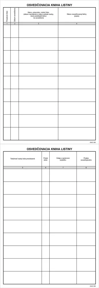Osvedčovacia kniha listiny 192 stR IGAZ285