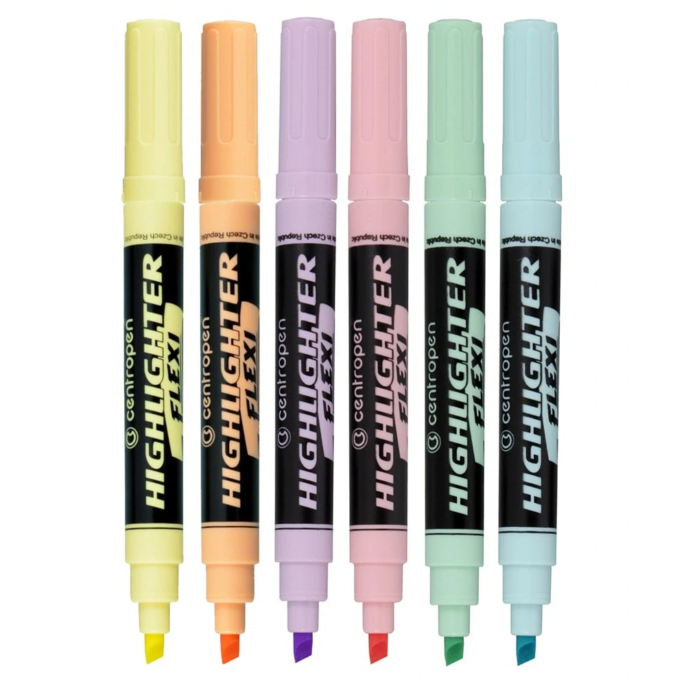 Zvýrazňovač CENTROPEN 8542 FLEXI PASTEL - sada 6 ks