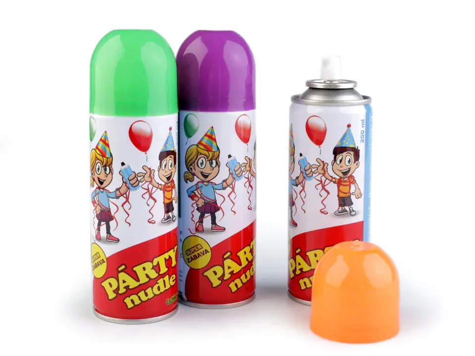 Párty nudle v spreji 250ml, mix farieb