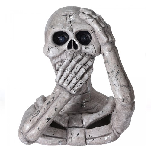 Dekorácia Halloween 39 cm - Lebka s LED osvetlením a zvukom, mix/1ks