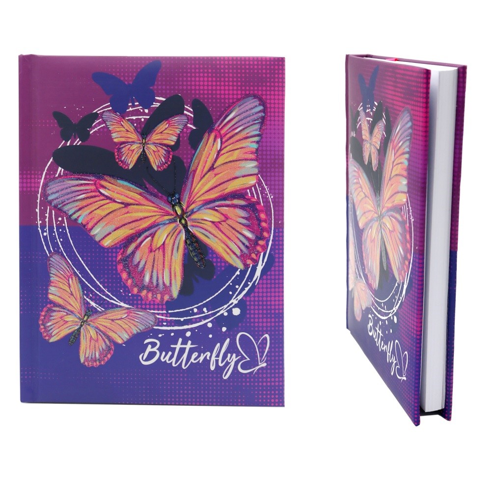 Pamätník 14x18 cm, 80 list. čistý so zámkom - Butterfly