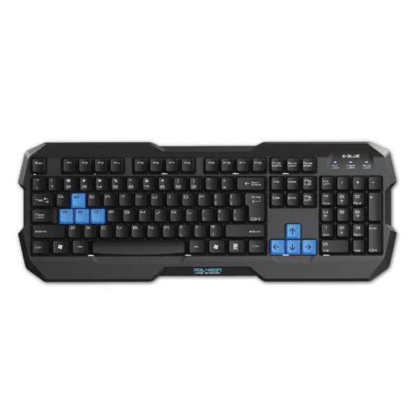 Klávesnica E-Bleu s myškou Cobra II, US, herná, a podložkou Mazer Marface S typ drôtová (USB), čierno-modrá