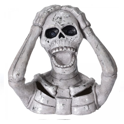 Dekorácia Halloween 39 cm - Lebka s LED osvetlením a zvukom, mix/1ks
