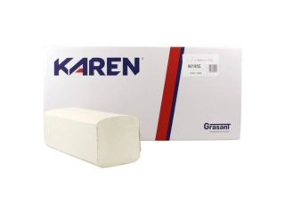 Utierky papierové skladané ZZ KAREN 21x23 cm, 2 vrstvové, biele, 4000 ks