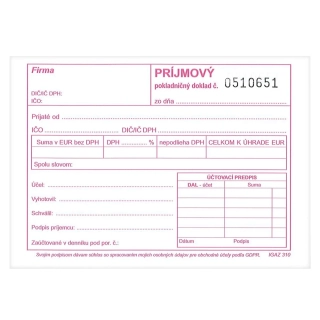Príjmový pokladničný doklad A6-číslovaný, Igaz 310