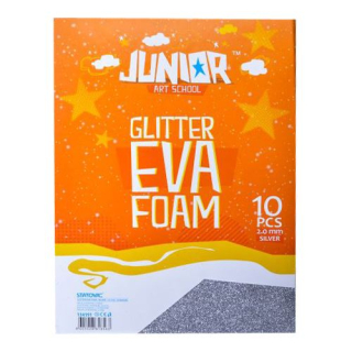Dekoračná pena A4 Glitter 10ks strieborná