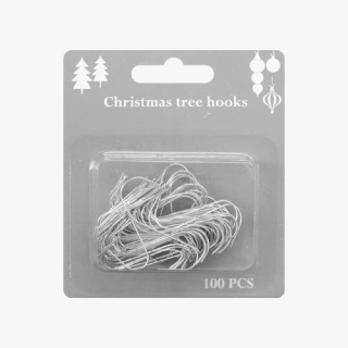 Vianočné háčiky - strieborné, sada 100ks