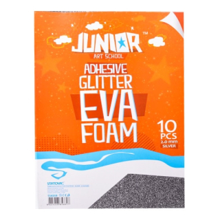 Dekoračná pena A4 EVA Glitter strieborná samolepiaca 2,0 mm, sada 10 ks