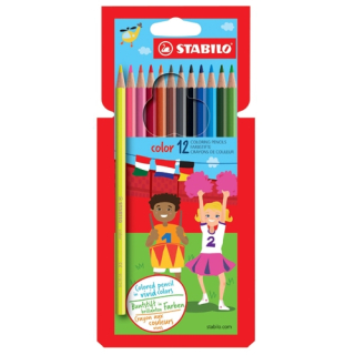 Pastelky STABILO color šesťhranné, 10 ks rôznych farieb + 2 neónové farby