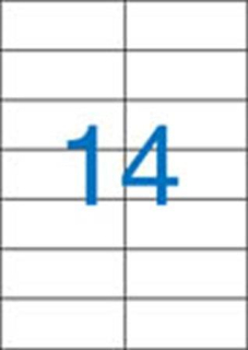 Etikety samolepiace A4 100hárkov, rozmer: 105 x 42,3 mm