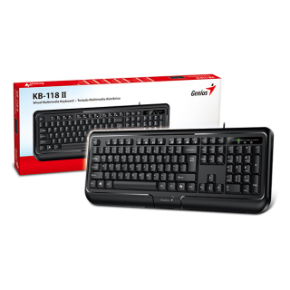 Klávesnica Genius KB-118 II COPILOT, CZ/SK, klasická, vode odolná typ drôtová (USB), čierna